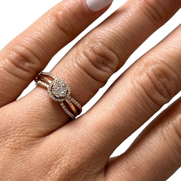 Bony Levy 18k-750 Yellow Gold Diamond Cluster Triple Row Ring